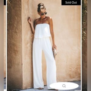 VICI - CRYSTAL CLEAR STRAPLESS JUMPSUIT - WHITE - SIZE MEDIUM